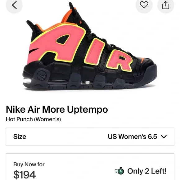 Nike Air More Uptempo Hot Punch Woman 6.5 Men/kid 5. (Worn once indoors) - Picture 2 of 13